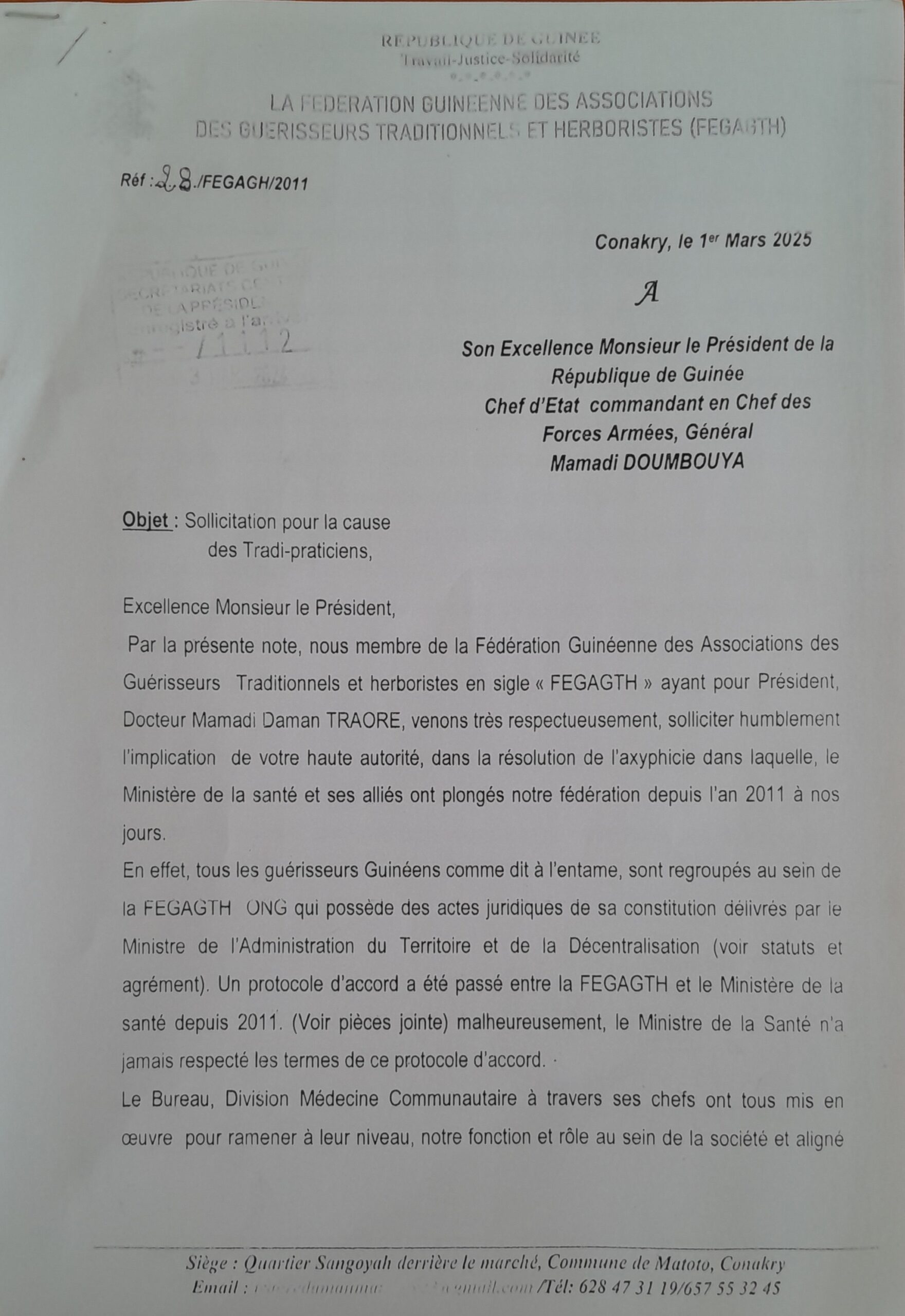 Publicité des tradi-praticiens interdite : La FEGAGTH interpelle Doumbouya