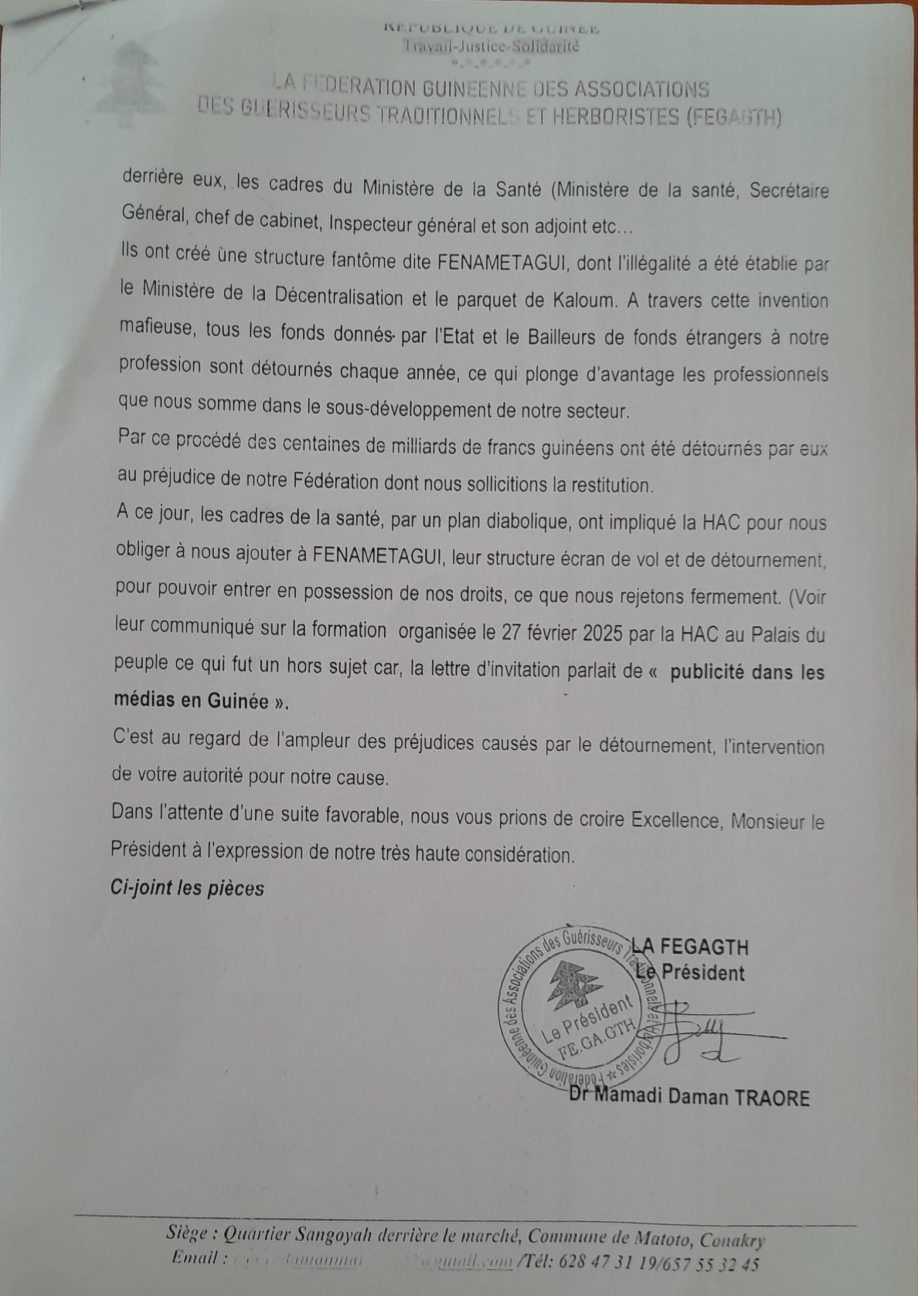 Publicité des tradi-praticiens interdite : La FEGAGTH interpelle Doumbouya